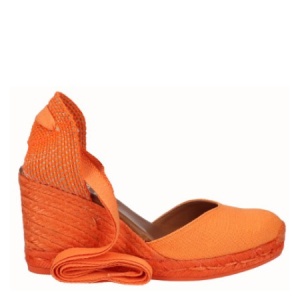 Sandale din in si piele LINA Orange
