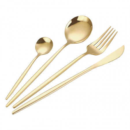Set tacamuri 24 piese stil portughez, awwaline, auriu, otel inoxidabil