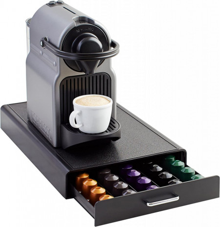 Suport 50 capsule cafea, awwaline, negru, 40x24x6 cm, compatibil Nespresso, Lavazza, Tchibo Cafissimo