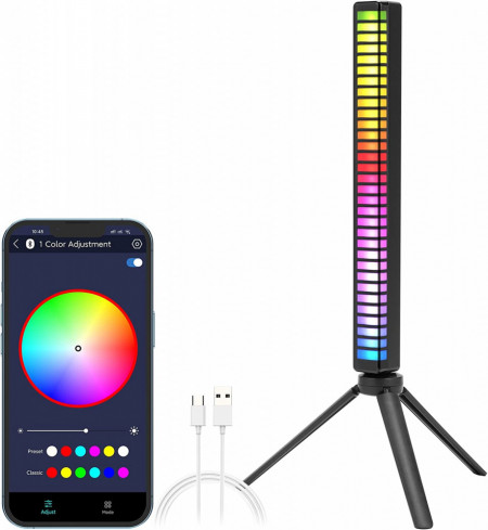 Lampa ambientala LED, awwaline, neagra, smart, RGB, sincronizare muzica, portabila, incarcare USB