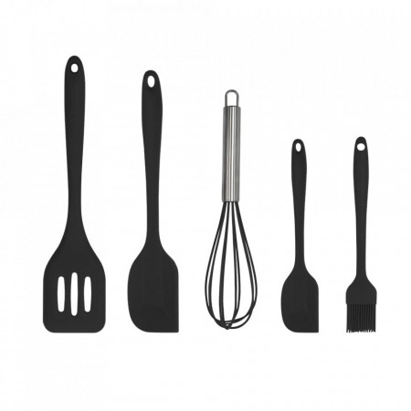 Set 5 ustensile de gatit din silicon, awwaline, negre