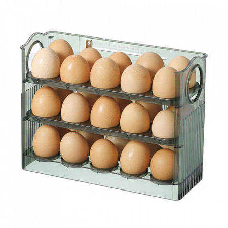 Suport organizator oua pentru frigider, awwaline, verde, capacitate 30 oua, 26 x 10 x 20 cm