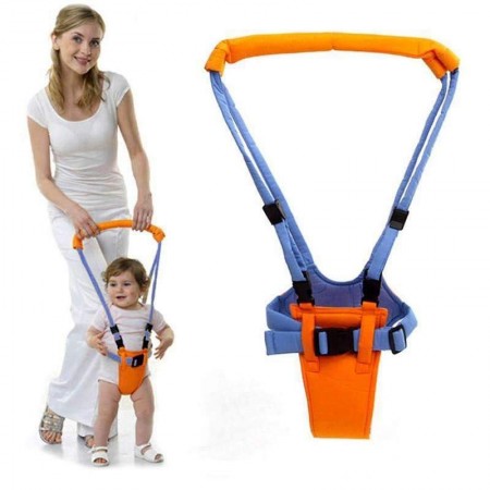 Ham pentru siguranta bebelusi, Baby Moon Walk, albastru cu portocaliu, pentru invatarea mersului