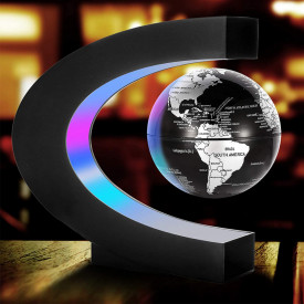 Glob pamantesc magnetic plutitor cu iluminare LED, awwaline®, negru