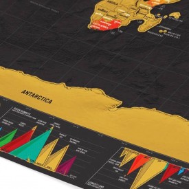 Harta razuibila World Map, Model Deluxe Large 59,4 x 82,5cm, tub si accesorii de razuit cadou