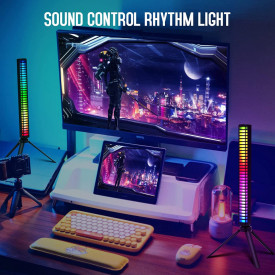 Lampa ambientala LED, awwaline, neagra, smart, RGB, sincronizare muzica, portabila, incarcare USB