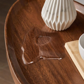 Masuta cafea ovala, awwaline, lemn, maro, C-Shaped, 45 x 30 x 60 cm