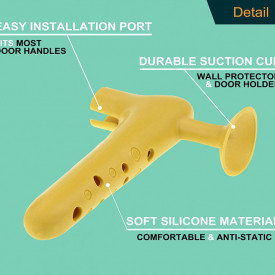 Protectie clanta usa tip opritor din silicon, awwaline, galben, universal cu ventuza