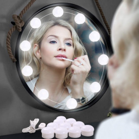 Set 10 becuri LED oglinda make-up, awwaline, intensitate reglabila, stil Hollywood, 3 moduri de iluminare, alimentare USB