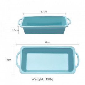 Tava copt silicon, awwaline®, turcoaz, 27 x 14 x 6.5 cm, pentru chec, paine, cozonac, manere intarite