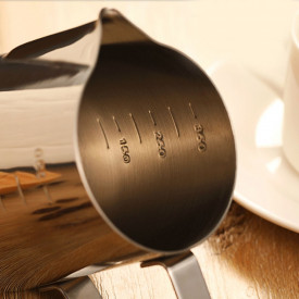 Cana din inox cu gradatie, latiera pentru spumare cu maner, cana de lapte sau cappucino, cu cioc, cana pentru bar, cana barista, 350 ml