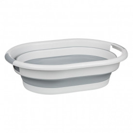 Cos multifunctional pliabil din plastic, awwaline, alb/gri, 38 litri, ideal pentru rufe