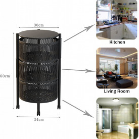 Etajera cu 3 rafturi metalice rotative, awwaline®, multifunctionala cu roti