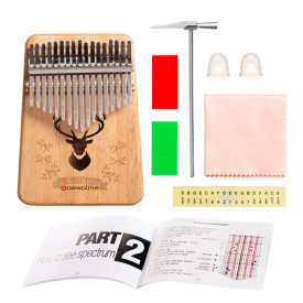 Kalimba, instrument muzical cu 17 Note, awwaline, lemn natur, model cerb