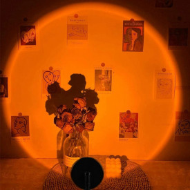 Lampa de veghe cu proiectie Setting Sun, awwaline®, reglabila pe inaltime, rotatie 360 grade, lumina ambientala pentru atmosfera romantica
