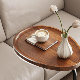 Masuta cafea ovala, awwaline, lemn, maro, C-Shaped, 45 x 30 x 60 cm