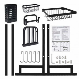 Scurgator vase deasupra chiuvetei, awwaline, negru, 2 niveluri, cu suport tacamuri, 65 x 52 x 32 cm