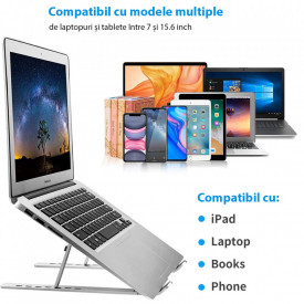 Suport reglabil pentru laptop, Macbook, iPad sau tableta, awwaline®, 7 "-15,6", Aluminiu