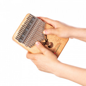 Kalimba, instrument muzical cu 17 Note, awwaline, lemn natur, model cerb