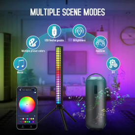 Lampa ambientala LED, awwaline, neagra, smart, RGB, sincronizare muzica, portabila, incarcare USB