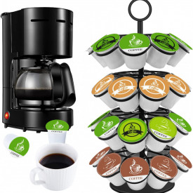 Suport 36 capsule cafea, awwaline, negru, rotativ, 18.7 x 36.5 cm, compatibil K-Cup, Dolce Gusto