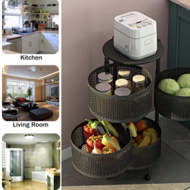 Etajera cu 4 rafturi metalice rotative, awwaline®, multifunctionala cu roti