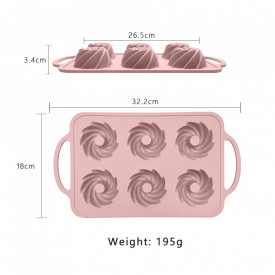 Forma copt 6 prajituri, awwaline®, roz, silicon, manere intarite, ideala pentru briose