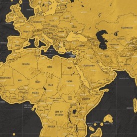 Harta razuibila World Map, Model Deluxe Large 59,4 x 82,5cm, tub si accesorii de razuit cadou