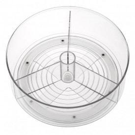 Organizator rotativ tip tava pentru frigider sau dulap, awwaline, transparenta, suprafata antialunecare, rotatie 360 grade, 23 x 23 x 7 cm