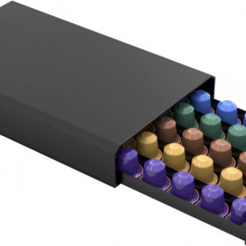 Suport 50 capsule cafea, awwaline, negru, 40x24x6 cm, compatibil Nespresso, Lavazza, Tchibo Cafissimo