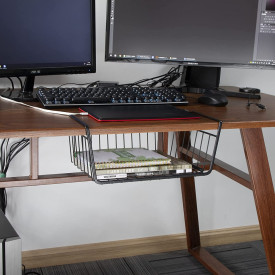 Cos metalic suspendat pentru organizare si depozitare, awwaline, negru, 40 cm x 24 cm x 14 cm
