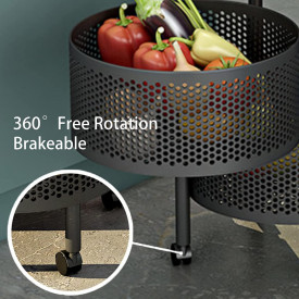Etajera cu 3 rafturi metalice rotative, awwaline®, multifunctionala cu roti