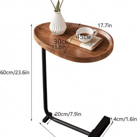 Masuta cafea ovala, awwaline, lemn, maro, C-Shaped, 45 x 30 x 60 cm