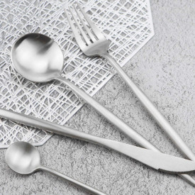 Set tacamuri 24 piese stil portughez, awwaline, argintiu, otel inoxidabil