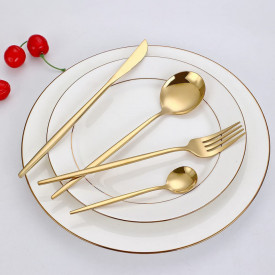 Set tacamuri 24 piese stil portughez, awwaline, auriu, otel inoxidabil