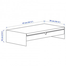 Suport monitor cu sertar, negru, 47 x 26 x 10 cm, fanta cabluri, compartimente depozitare