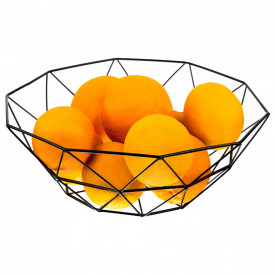 Cos de fructe, awwaline, Model cu Triunghiuri, Metal, Negru, 9x26cm