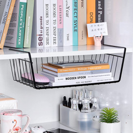 Cos metalic suspendat pentru organizare si depozitare, awwaline, negru, 40 cm x 24 cm x 14 cm