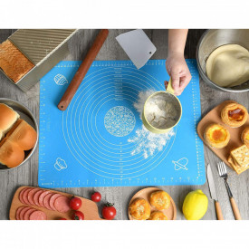 Covoras din silicon alimentar, 50 x 40 cm, awwaline®, ALBASTRU, rezistent la temperaturi ridicate, ideal pentru framantat aluat