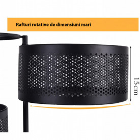Etajera cu 3 rafturi metalice rotative, awwaline®, multifunctionala cu roti