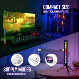 Lampa ambientala LED, awwaline, neagra, smart, RGB, sincronizare muzica, portabila, incarcare USB