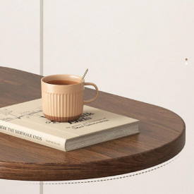 Masuta cafea ovala, awwaline, lemn, maro, 46 x 30 x 60 cm