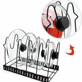 Organizator multifunctional pentru tigai si capace, negru, reglabil