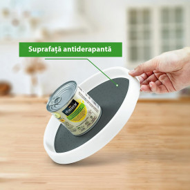 Organizator rotativ tip tava pentru frigider sau dulap, awwaline, suprafata antialunecare, rotatie 360 grade
