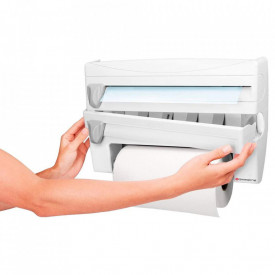 Dispenser de bucatarie 4 in 1, awwaline, pentru folie alimentara, rola de hartie, folie de aluminiu si alte accesorii
