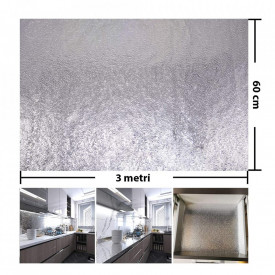 Folie De Aluminiu Autoadeziva, awwaline®, argintie, Protectie Bucatarie, 60 x 300 Cm