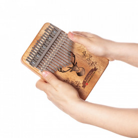 Kalimba, instrument muzical cu 17 Note, awwaline, lemn maro, model cerb