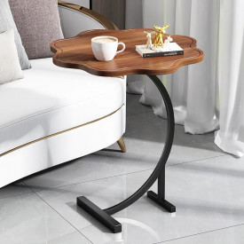 Masuta cafea forma floare, awwaline, lemn, maro, 39 x 39 x 60 cm