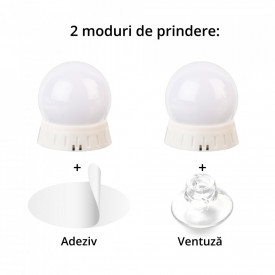 Set 10 becuri LED oglinda make-up, awwaline, intensitate reglabila, stil Hollywood, 3 moduri de iluminare, alimentare USB