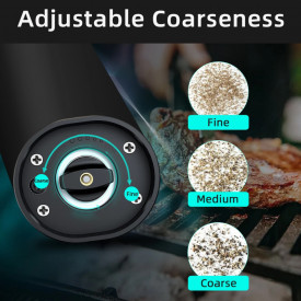 Set 2 rasnite electrice sare si piper, awwaline, negre, Indicator LED, Grosime reglabila